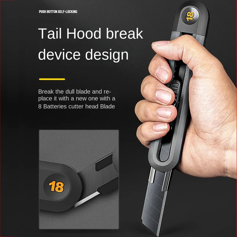 Deli Snap-off Utility Knife Retractable Box Cutters 9mm 18mm High Carbon Steel Blades Auto Lock, for Office Supplies Stationery