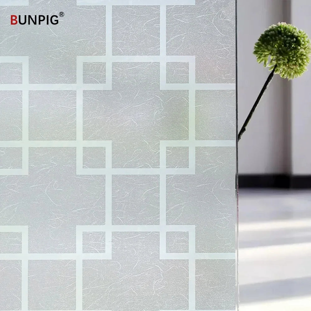 Privacy Window Film Sun Protection UV Blocking Self-adhesive Film for Home Frosted Opaque Stained Glass Sticker Heat Control