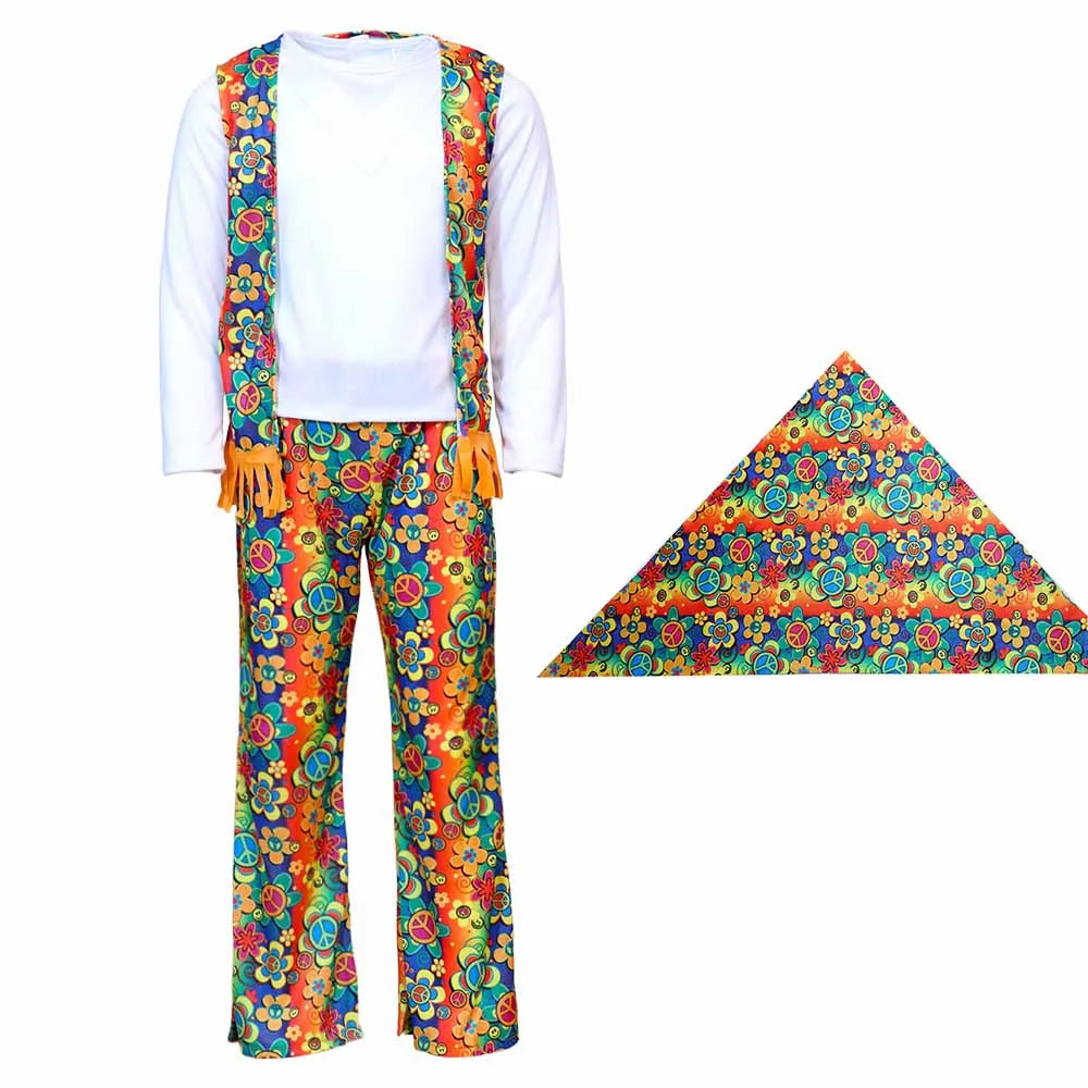 Bohemian Hippie Outfit for Kids 60s 70s Disco Floral Print Dressing Costume Halloween Costume for Role Play and Parties