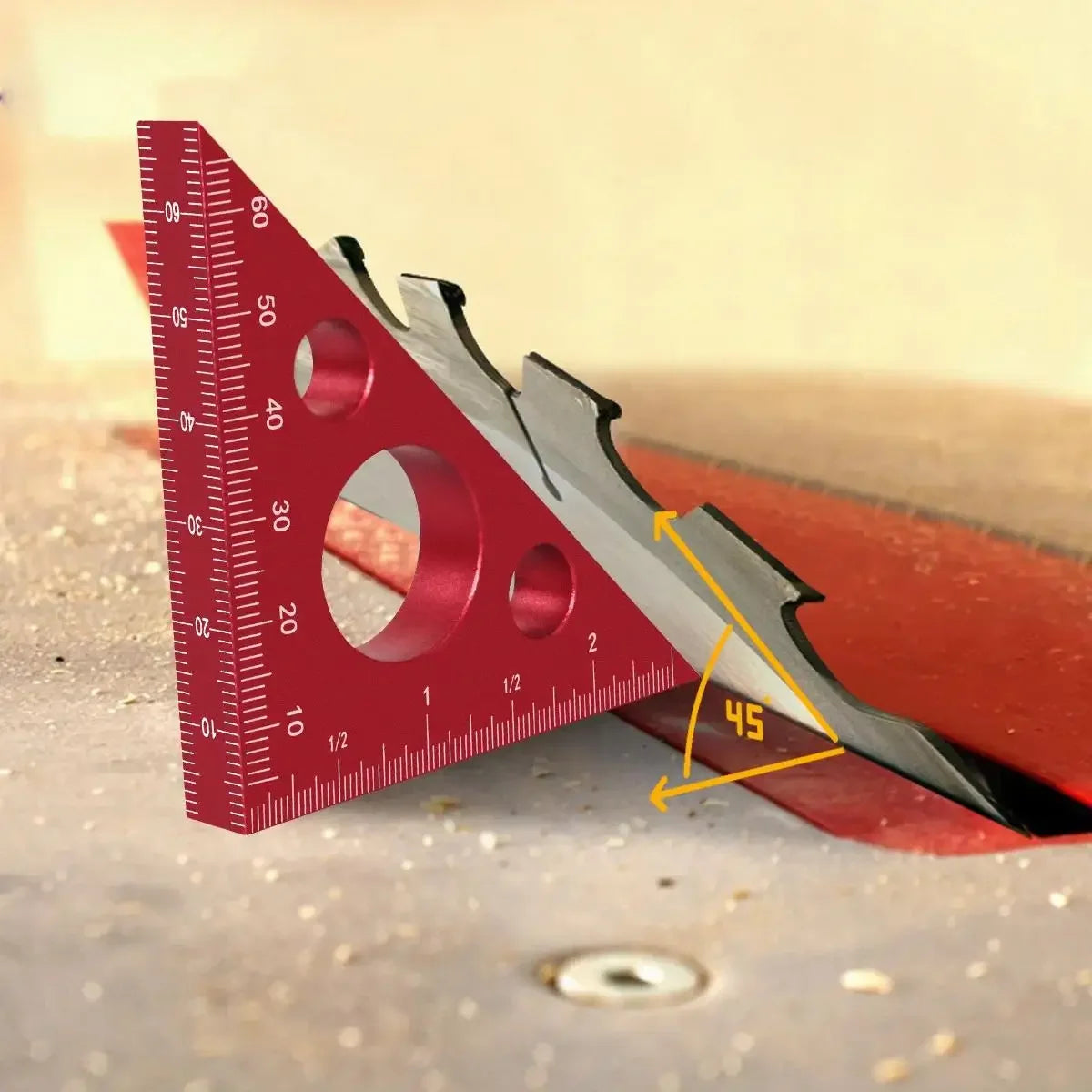 Aluminium Esquadro Ruler, 45/90 Right Angle Triangle Gauge with Both Imperial and Metric Scales
