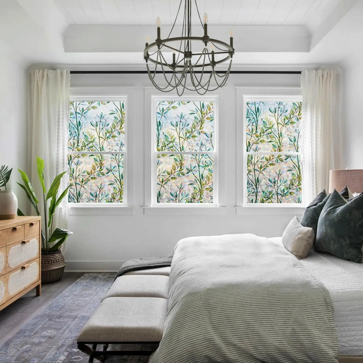 Window Privacy Film Window Film 3D No Glue Glass Sticker for Glass Door Home and Office Heat Control Anti UV