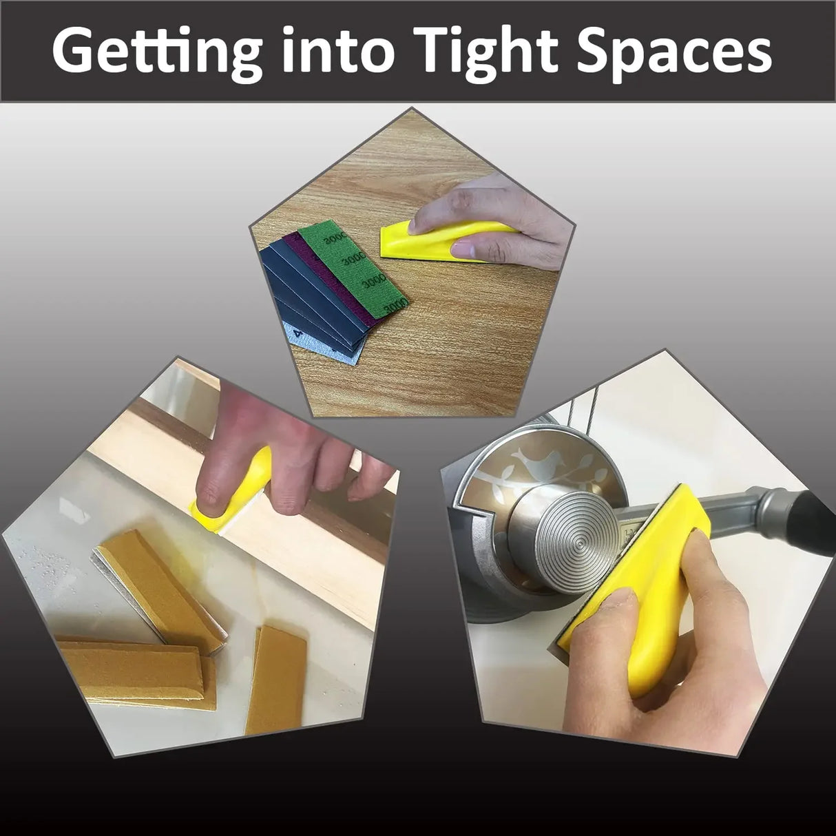 3.5”x 1” Mini Sandpaper Kit with Hook and Loop Sanding Block 71 Pcs Assorted 400/600/800/1000/1500/2000/3000 Grits for Polishing