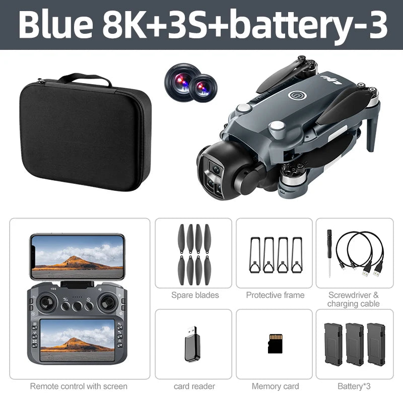 Lenovo V988 8K Professional 4K Drone HD Three Camera Obstacle Remote Control 5G WIFI Brushless Motor RC Quadcopter Toys New 2026