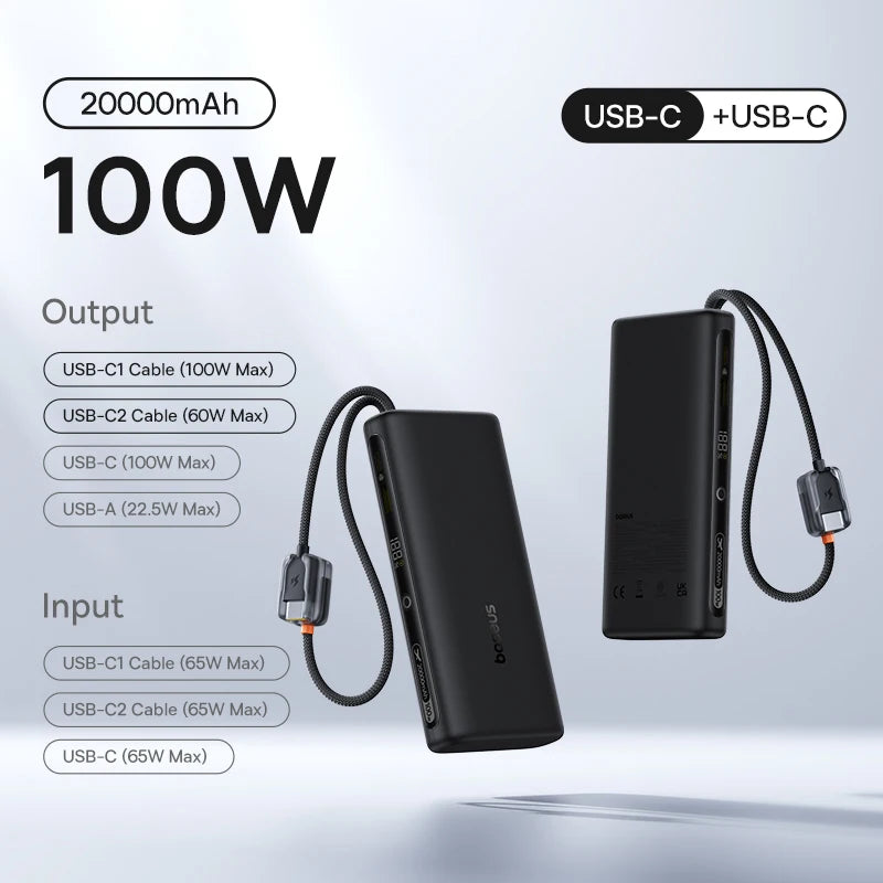 Baseus 25000mAh portable power bank 145W fast charging