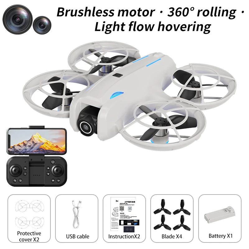 L105 PRO Mini Drone 8K HD Dual Camera Brushless Optical Flow Positioning UAV LCD Remote Control Quadcopter Children RC Toy Gifts