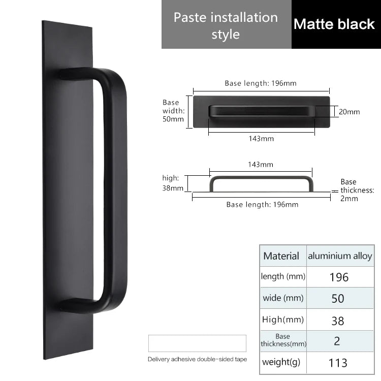 Self-adhesive Aluminum Alloy Door Handle Toilet Door Window Cabinet Sliding Door Barn Door Punch-free Pulls