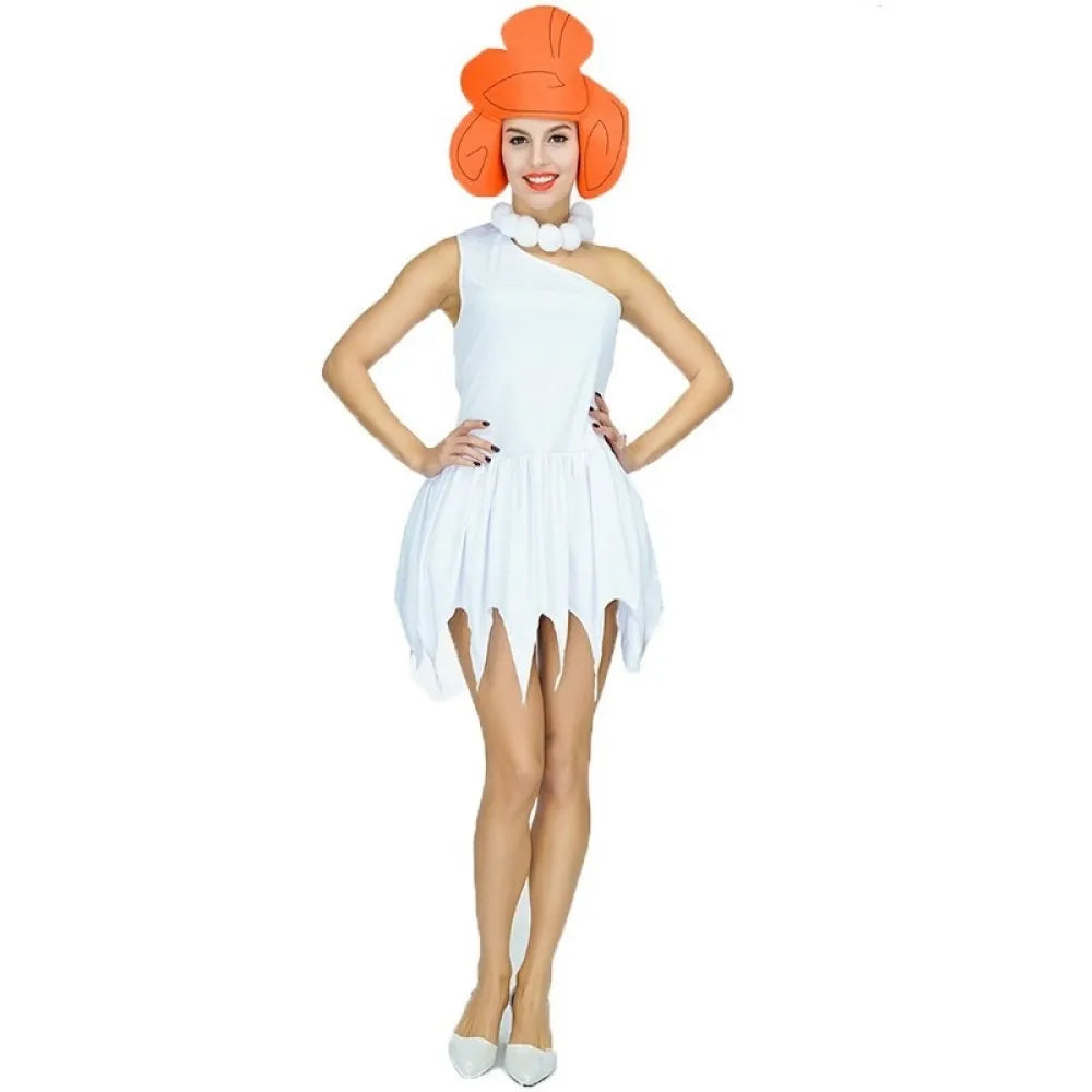 Womens Wilma Flintstone Costume Fred and Wilma Flintstone Costume Set Men's Caveman Adult Costume Halloween Includes Tunic