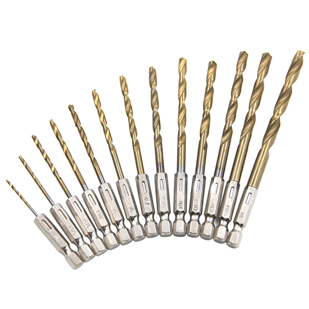 Hexagonal handle 13pc Titanium Twists drill 1.5-6.5mm electric drill screwdriver drilling reaming drill tool