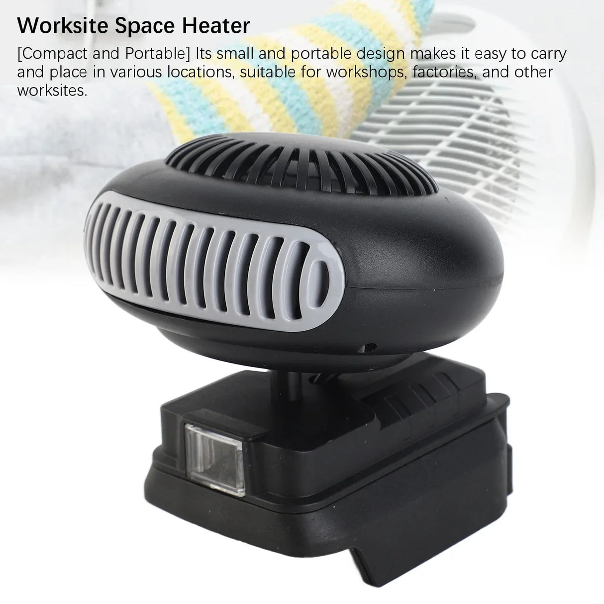 Electric Heater Fan Electric Portable 2 Gear Space Heater 18V Battery Powered 170W for Workshop