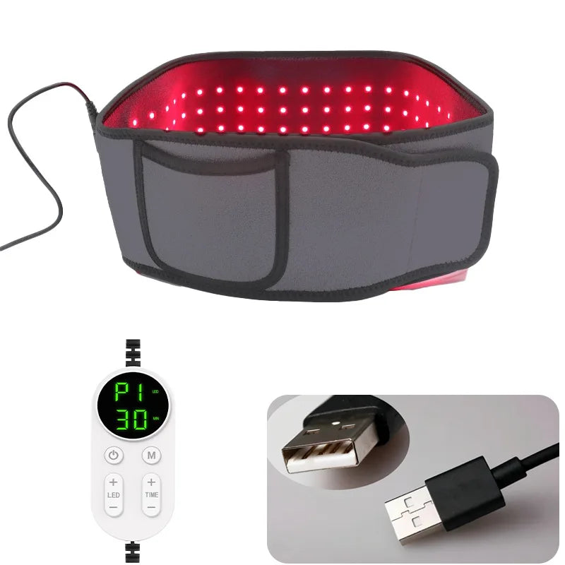 Red &Infrared LED Light Therapy Belt 850nm 660nm Back Pain Relief Wrap Burn Fat Wrap Slimming Machine Waist Heat Pad Full Body