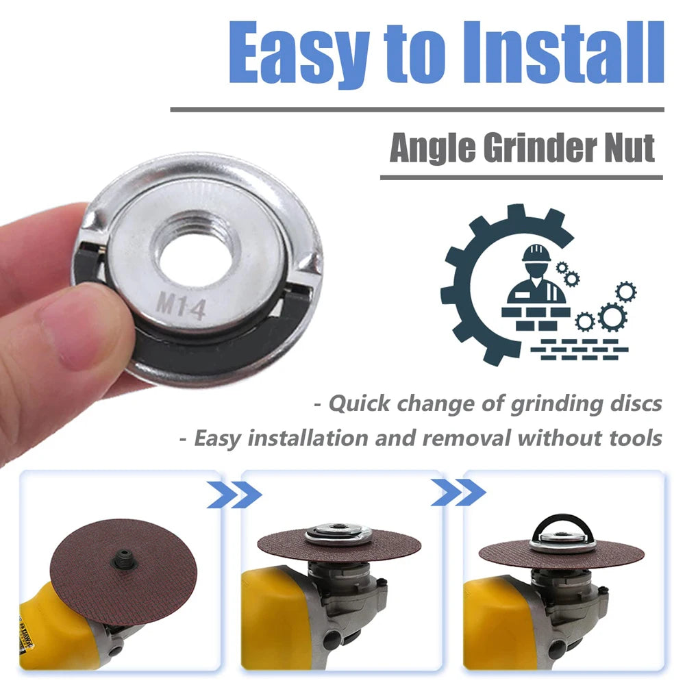 M14 Angle Grinder Quick Release Self-Locking Grinder Pressing Plate Flange Nut Power Chuck for Replacement/Fixing Cutting Discs