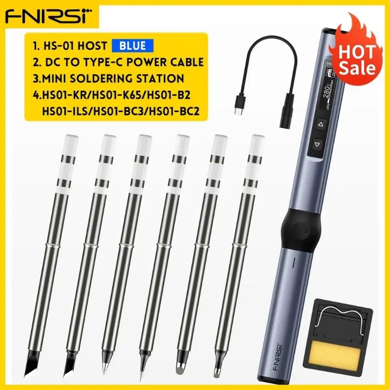 FNIRSI HS-01 Adjustable Temperature Soldering Iron DC 24V 80-420℃ Welding Solder Rework Station PD 65W Portable Repair Tool