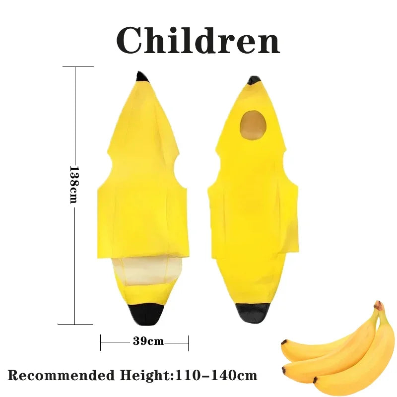Child/Adult Banana Cosplay Halloween Christmas Costumes Performance Costume Fruit Banana Costume Performance Costume