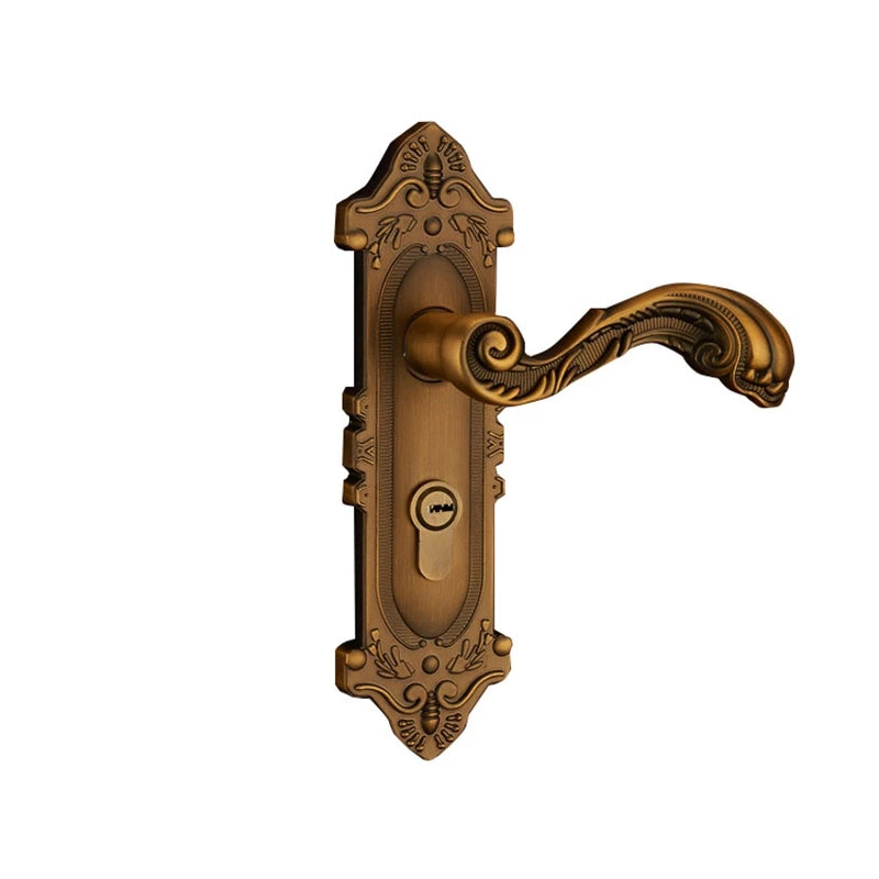 European style antique bronze retro single tongue lock with double doors, indoor bedroom, silent room, hole distance F155