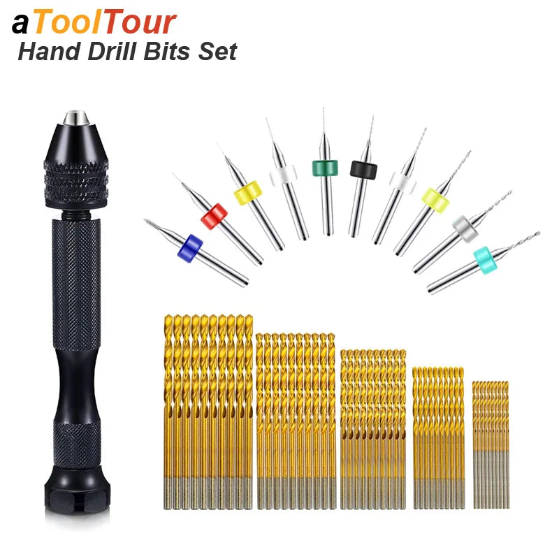Micro Mini Pin Vise Hand Drill Twist Bit PCB Set Rotary Tool For DIY Craft Carving Resin Polymer Clay Plastic Jewelry Making