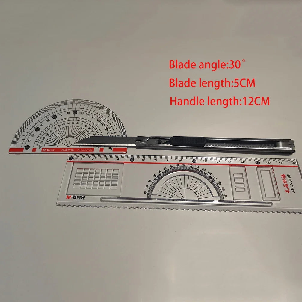 10PCS 30 60Degree Retractable Box Cutter 9MM Blade Utility Knife Carbon Steel Self-Locking Design Cutting Tools Wallpaper Carton
