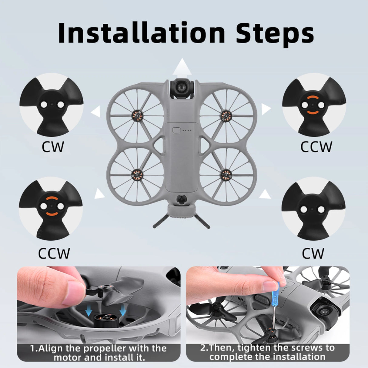 2 Pairs Plastic Propeller Quick Release Paddle Blades Low Noise Wing Fan Replacement Spare Parts for DJI Neo 2 Drone Accessories