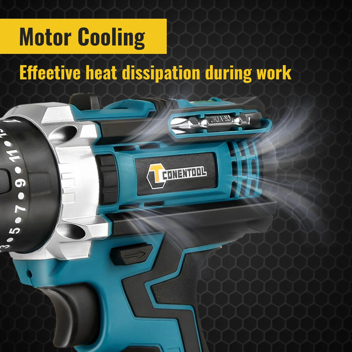 CONENTOOL 10MM 35+3 Torque 48N.m Impact Electric Drill Cordless Electric Screwdriver DIY Household Tool For Makita 21V 2 Battery