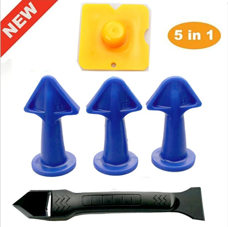 5pcs Caulking Nozzle Applicator Finishing Tool Spatula Plastic Glue Shovel Tile Brick Joints Floor Silicone Remover Grout Kit