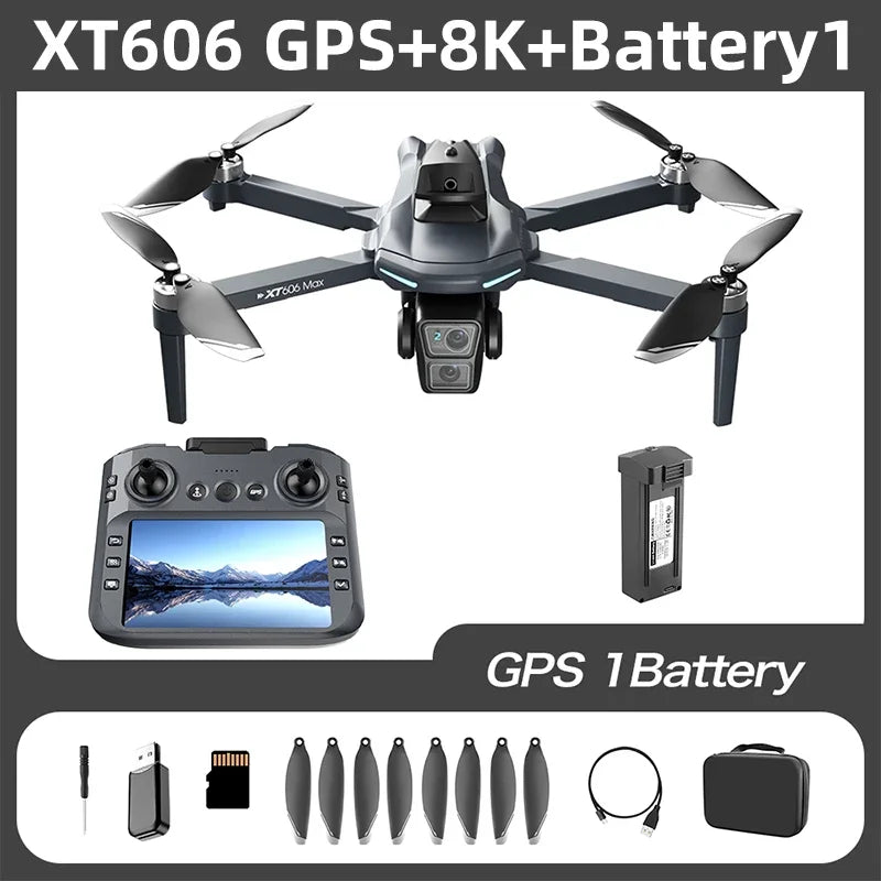 Lenovo XT606 MAX Drone 4K 8K Professional HD Camera FPV with Screen 360° Obstacle Avoidance Brushless Motor Quadcopter Toy Gift