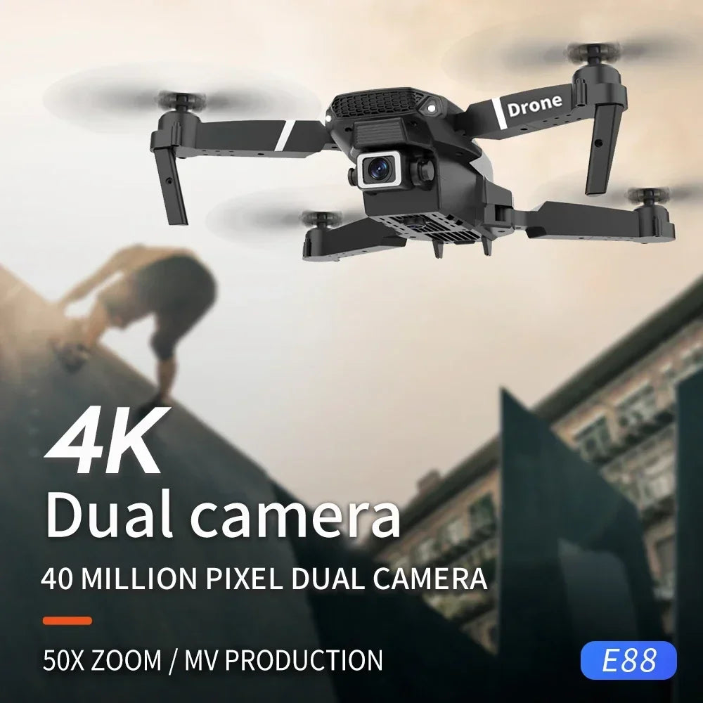 2025 New E88 Pro WIFI FPV Drone Wide Angle HD 4K/1080P Camera Height Hold Foldable Quadcopter RC Helicopter Toy Gift