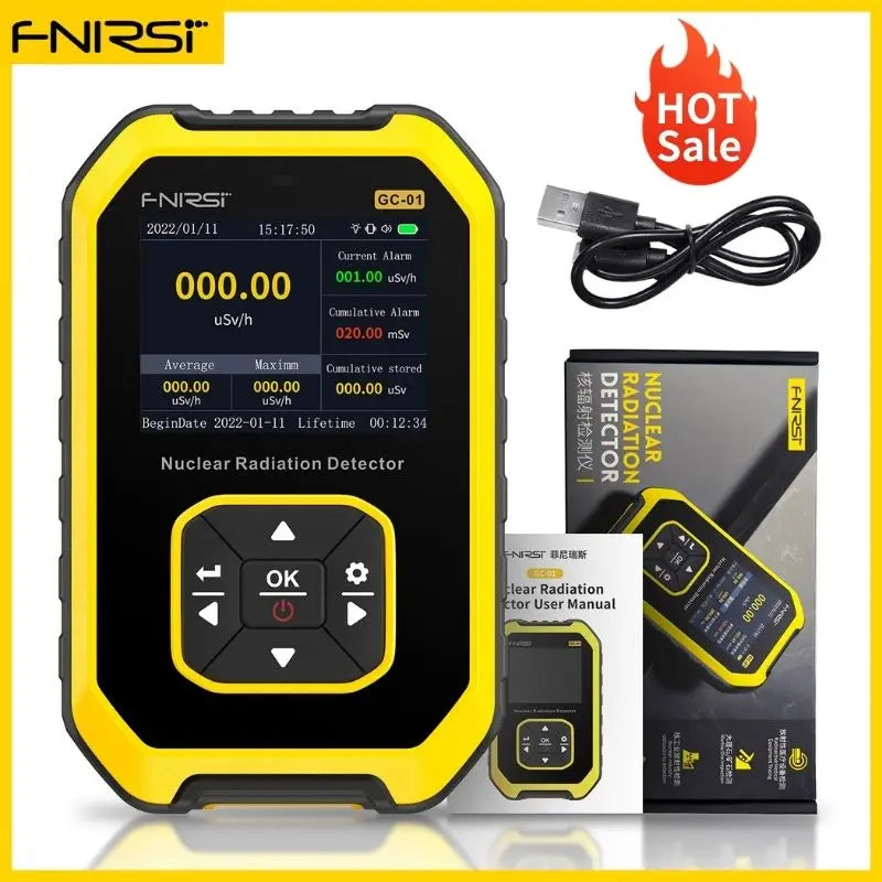 FNIRSI GC-01 Geiger Counter Nuclear Radiation Detector Personal Dosimeter X-ray γ-ray β-ray Radioactivity Tester Marble Detector