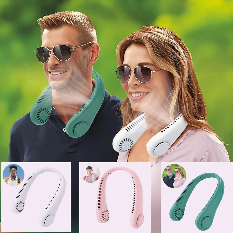 Stretchable Hands-Free Cooling Neck Fan, 3 Adjustable Speed Modes, Portable with 4000mAh Rechargeable Battery