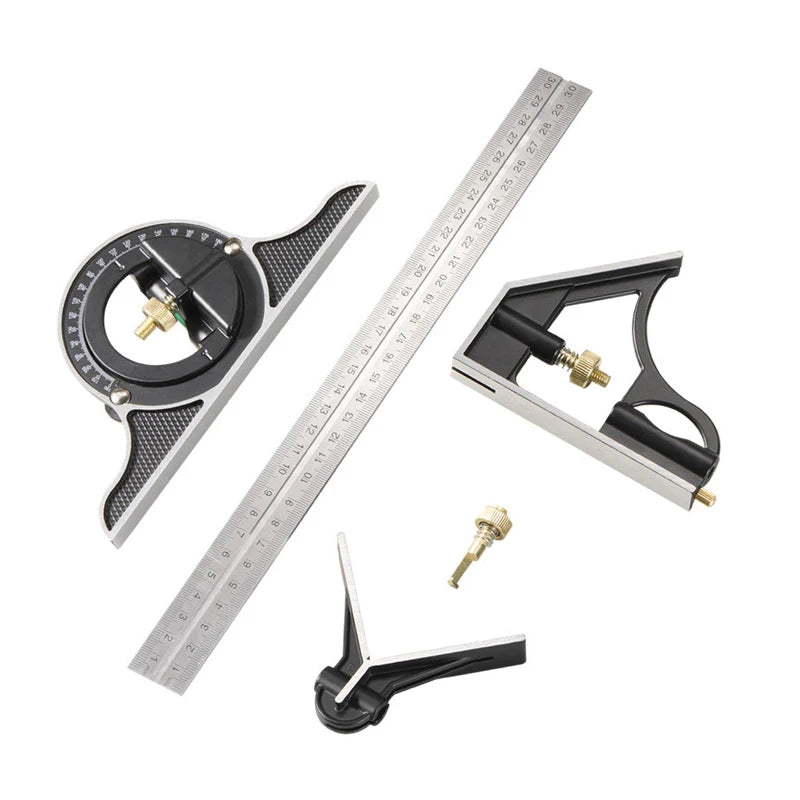 Woodworking 3 In 1 300mm Adjustable Measuring Ruler Multi Combination Square Angle Finder Protractor Tools