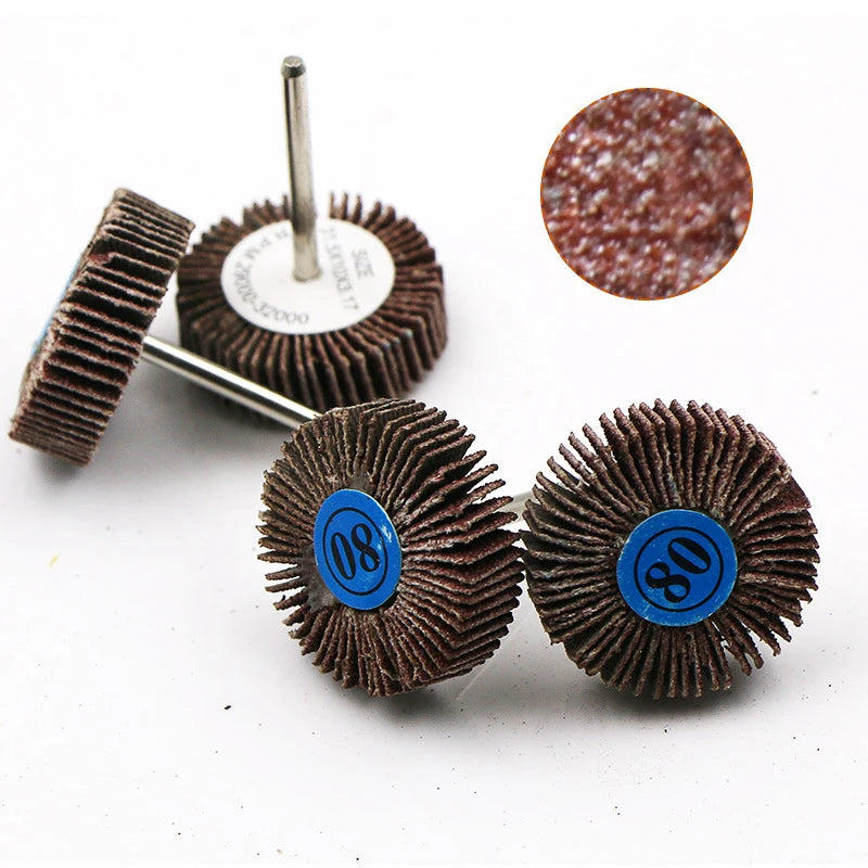 5/10pcs Louver 80 Grit Grinding Sanding Sandpaper Flap Wheel Discs 3.0mm Shank Shutter Polishing Wheel For Dremel Rotary Tools