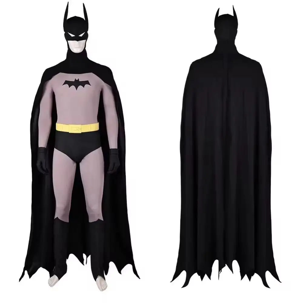 Bat Men Cosplay Costume Bruce Superhero Disguise for Adult Man Jumpsuit Cloak Bat Mask Bodysuit Halloween Carnival Party Clothes