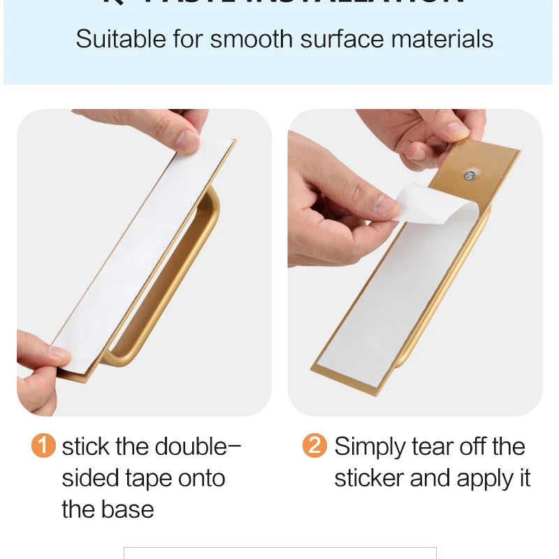 Self-adhesive Aluminum Alloy Door Handle Toilet Door Window Cabinet Sliding Door Barn Door Punch-free Pulls