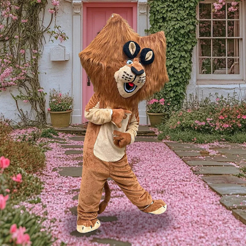 Cartoon Brown Lion Mascot Costume Adult Animal Character Lion King Cosplay Mascotte Fancy Dress Theme Party Carnival Props