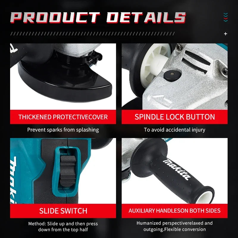 Makita 18V DGA404 Brushless Lithium Electric Angle Grinder Rechargeable Cutting Machine High Power Polishing Machine