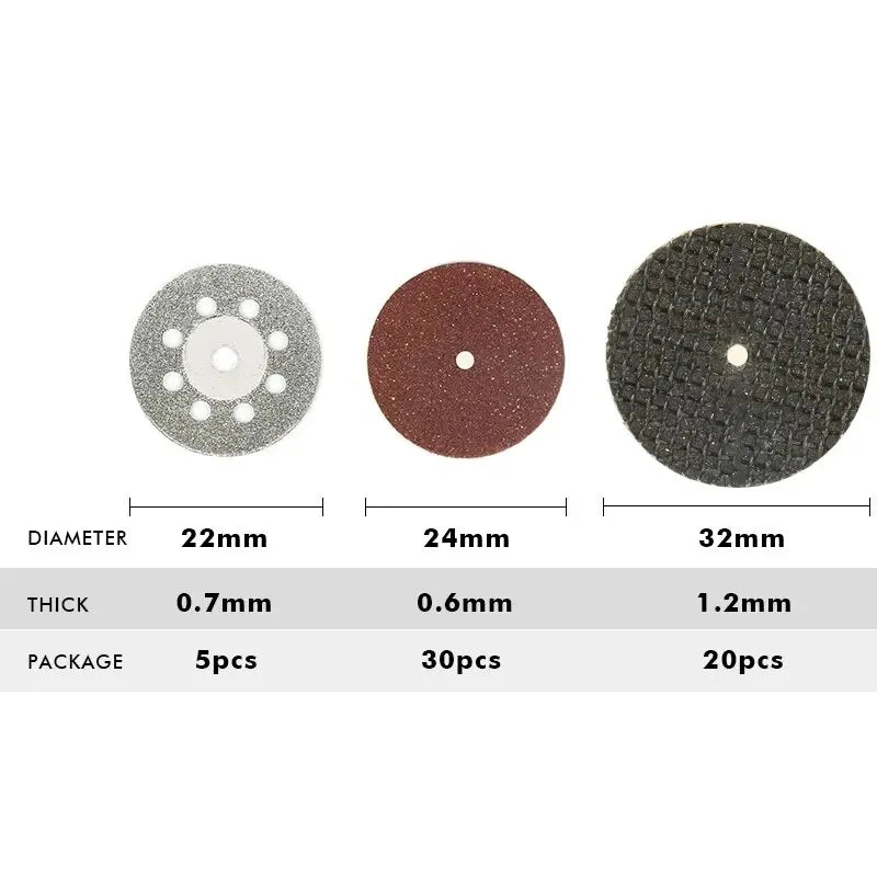 Diamond Cutting Blades 60pcs Sanding Wheel Woodworking Circular Saw Blades Metal Dremel Mini Drill Rotary Tool Accessories