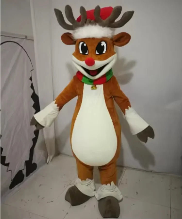 Christmas Reindeer Mascot Costumes Cartoon Elk Adult Cosplay Deer Clothes New Year Fancy Dress Carnival Event Advertising Props