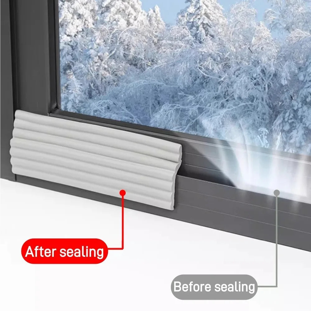 5Roll Acoustic Foam Window Sealing Strip Self-adhesive for Door Window Windproof Tape Door Serl Gap Air Leakage Filling Strip