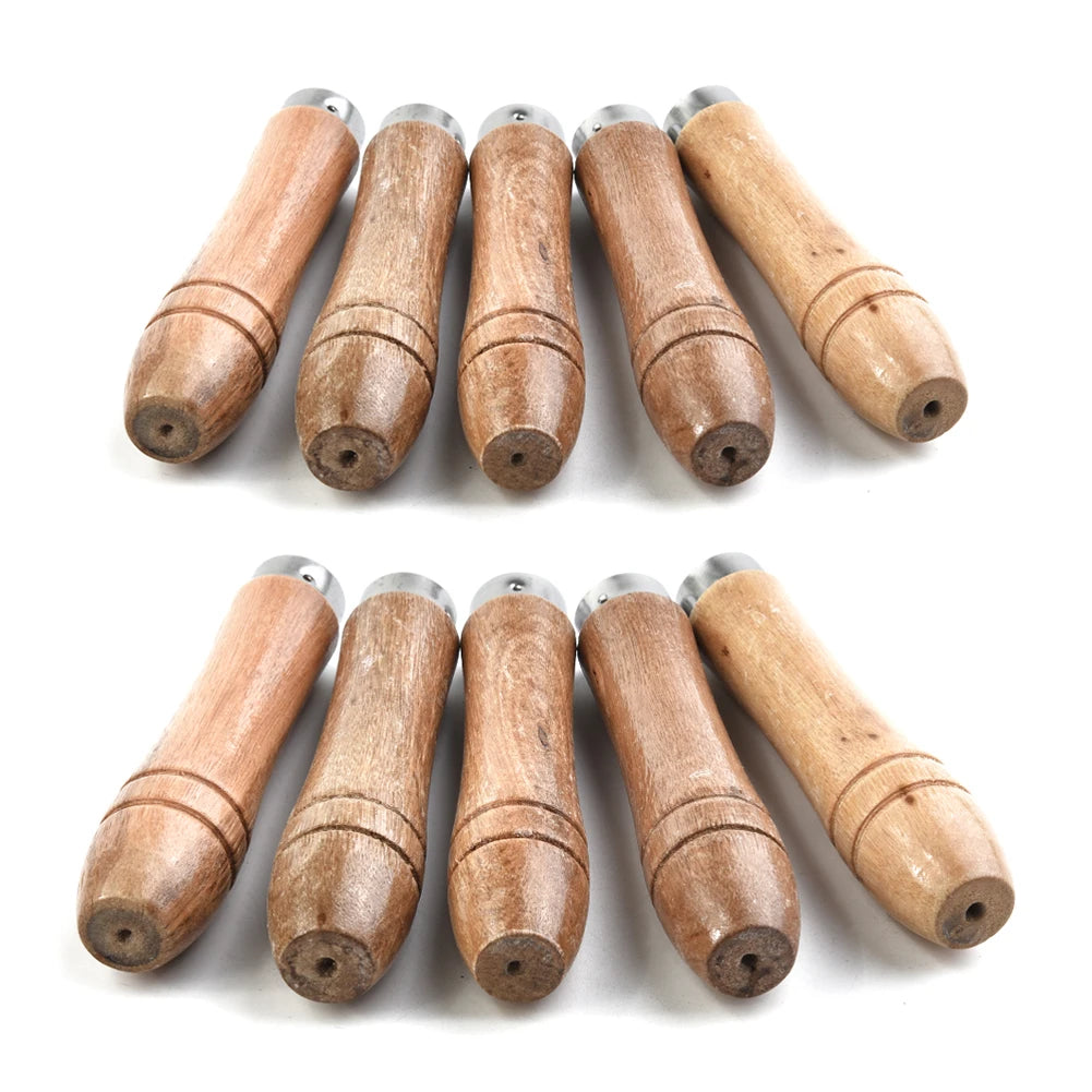 10pc Wooden File Handle Replacement Strong Metal Collar For File Craft Tool 9cm Wood Rasp Woodworking Polishing Rust-Proof