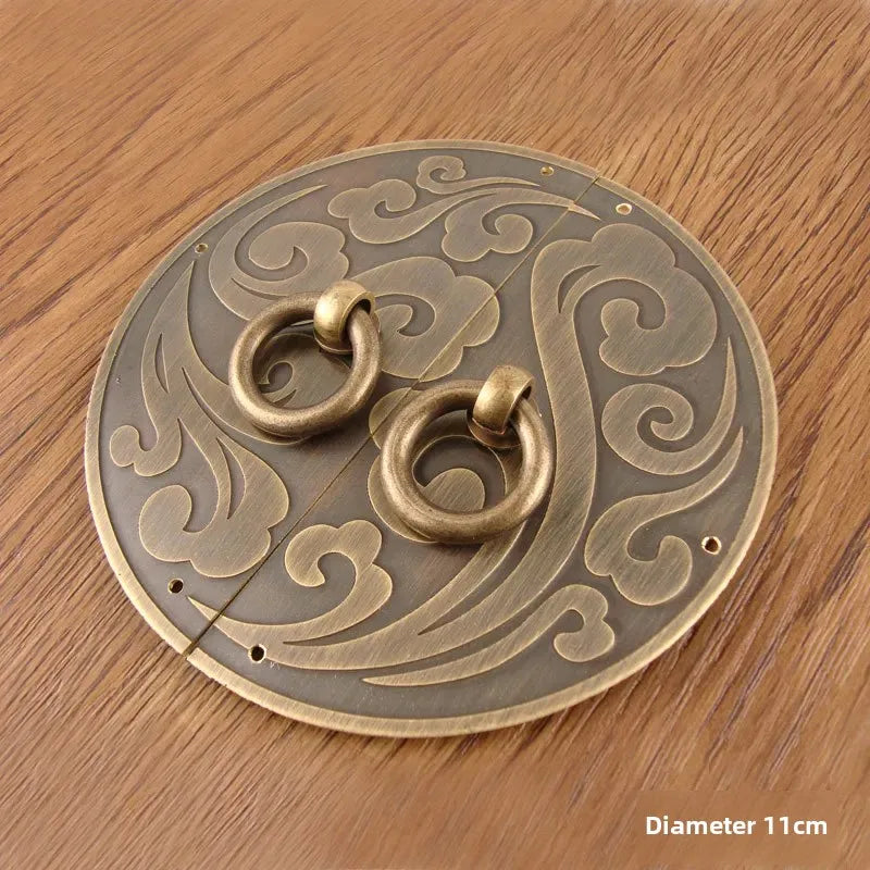 Cloud Pattern Chinese Style Round Door Pull Handle Pure Copper Hardware Accessories Cabinet Door Window Copper Pull Handle