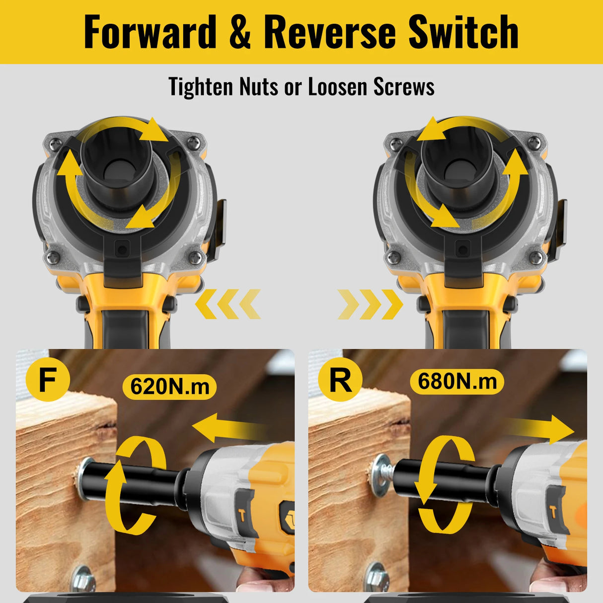 Conentool 21V Brushless Electric Impact Wrench 680N.m Cordless Electric Wrench Tool Kit Set with 2 Batteries and 14p Accessories