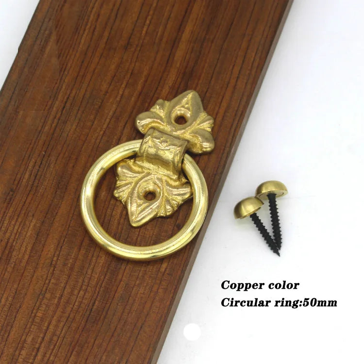 Old Ring Door Knocker Brass Bronze Knob for Cabinet Classics Gate Round Ring Handle Retro Entrence Door Knock Home Hardware