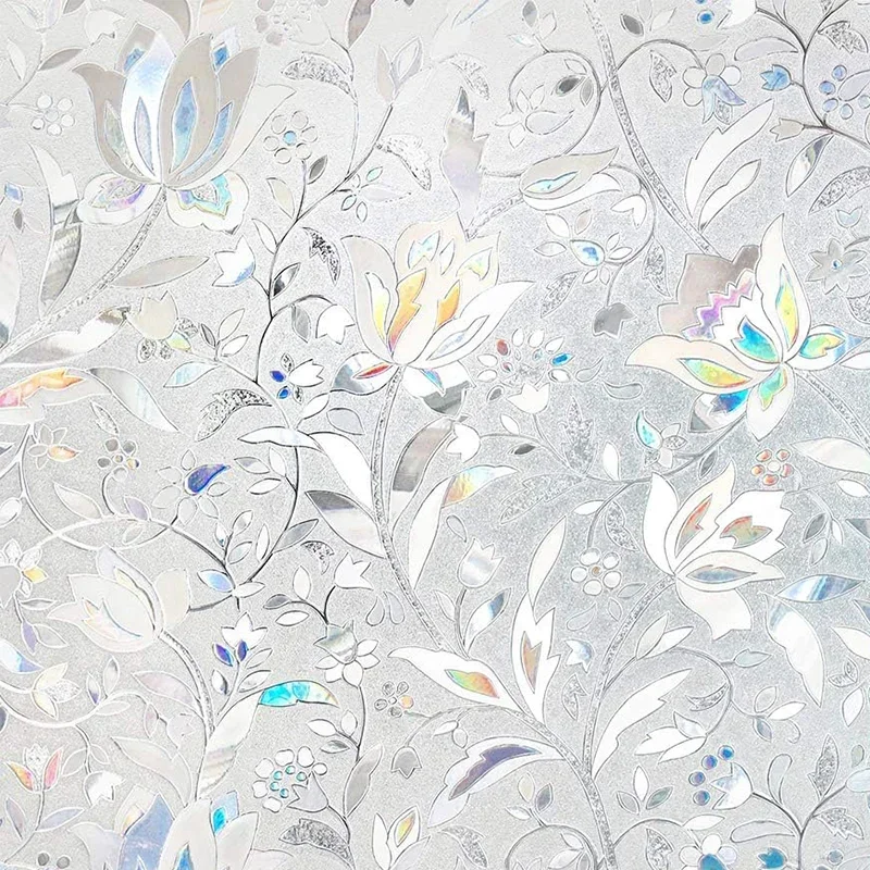 Window Privacy Film Rainbow Window Clings 3D Decorative Window Vinyl Stained Glass Window Decals Static Cling Window Sticker