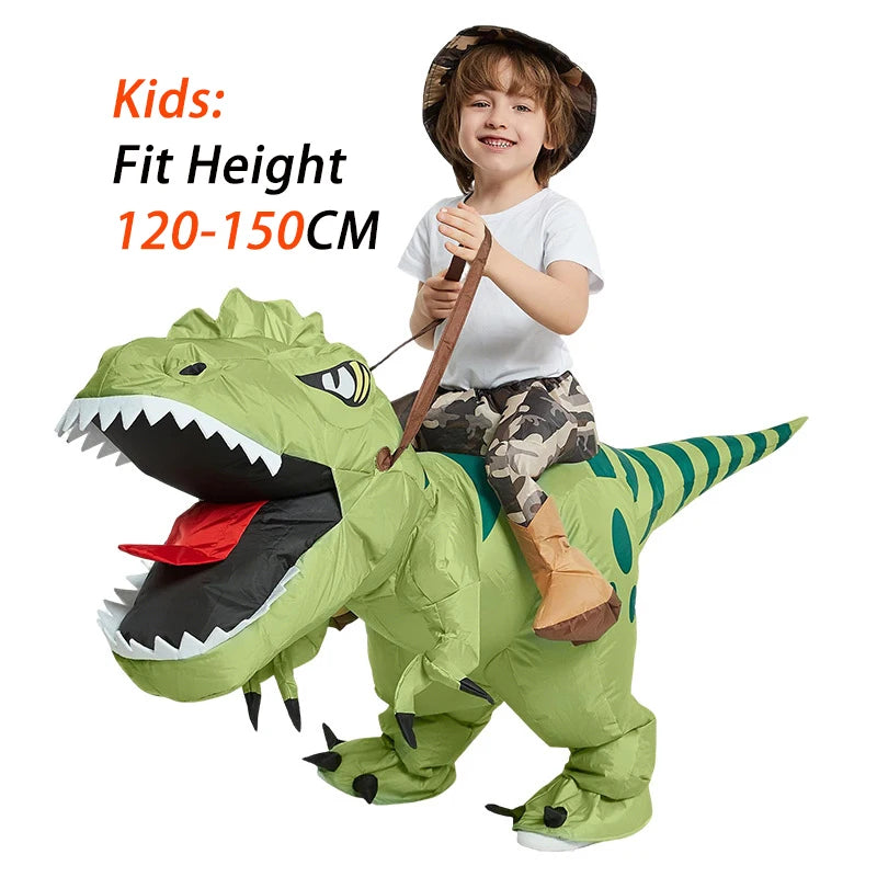 Animal Cartoon Riding T-Rex Inflatable Costume Adult Kids Chasing Game Nursery Kids Dinosaur Role Playing Game Birthday Gift