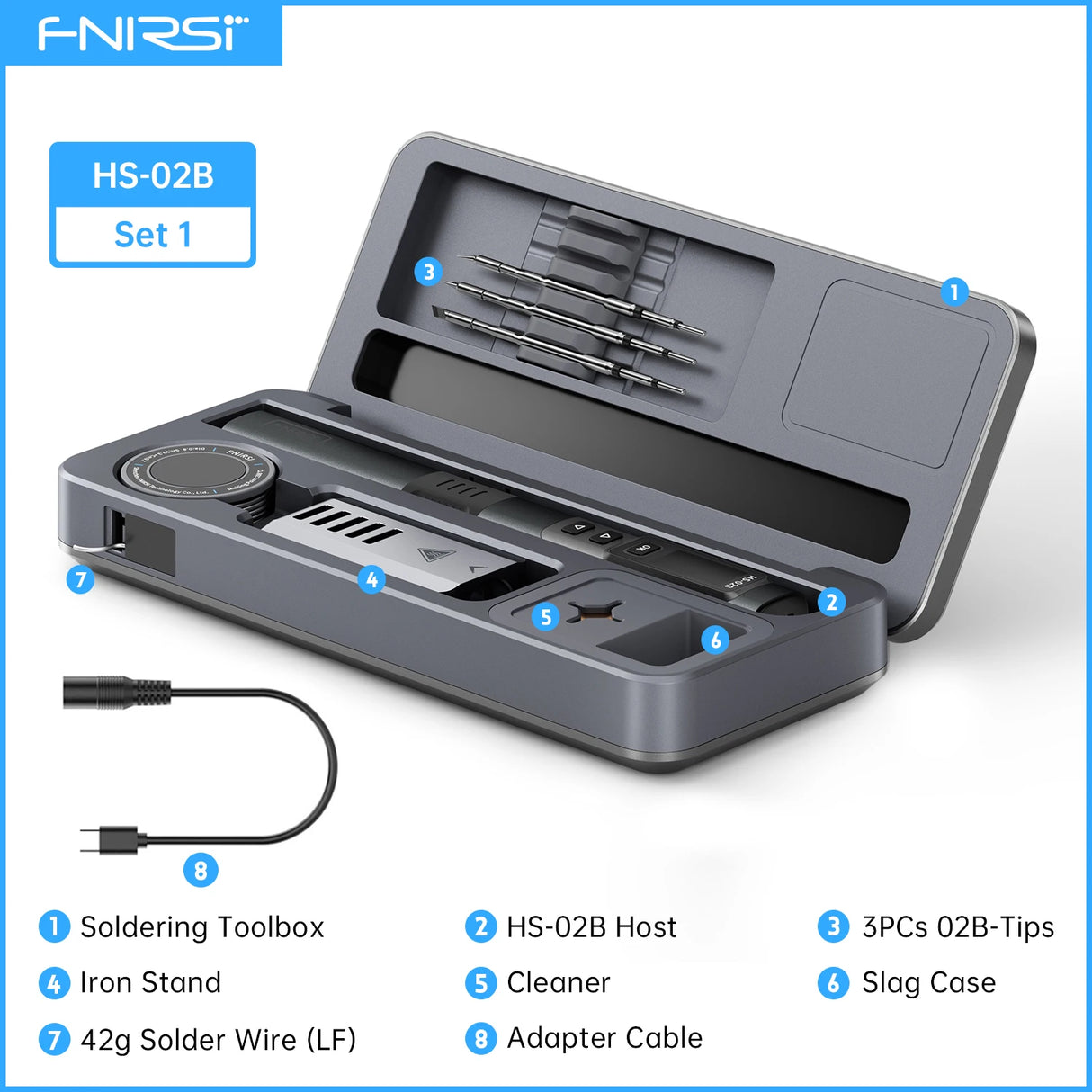 FNIRSI HS-02 Protable Heat Toolbox Kit 100W Power Adjustable Temperature Quick Heating Repair Equipment 100-450℃ for DIY Repair