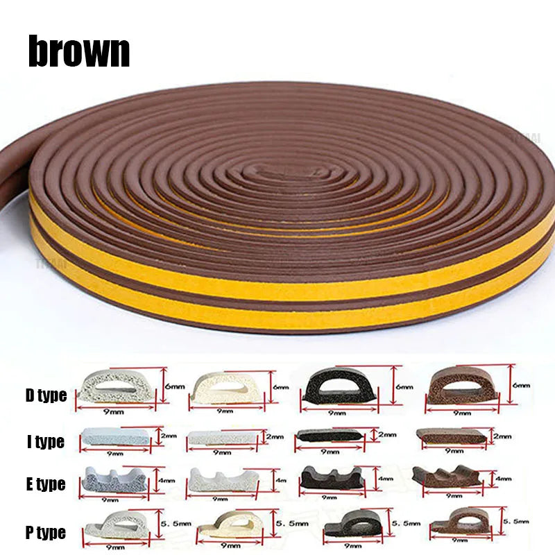 5m/10m Weather Stripping Door Seal Strip Diep Self-adhesive Draft Stopper Tape Window Insulation Noise Rubber Sealing Strip