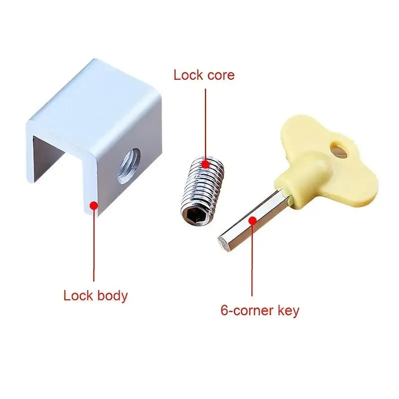 2pcs Patio Sliding Door Lock Aluminium Alloy Buckle Anti-Theft Access Restriction Limiting Device