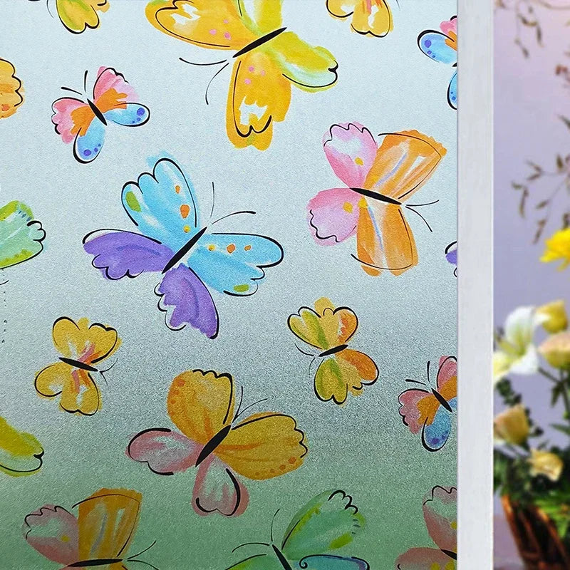 2/3m Flower Window Film Vinyl Opaque Glass Film Privacy Protection Glass 3D Stickers Stained Window Glass Films Home Decoration