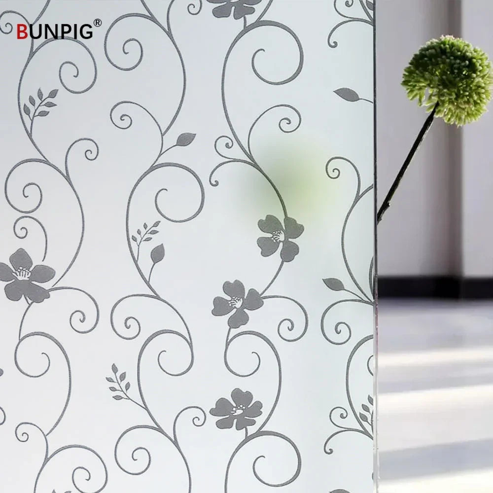 Privacy Window Film Sun Protection UV Blocking Self-adhesive Film for Home Frosted Opaque Stained Glass Sticker Heat Control