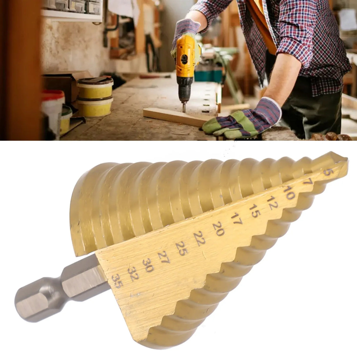 5-35MM HSS Step Drill Bit Straight Groove Titanium Coated Wood Metal Hole Cutter 13 Steps Multiple Hole Cone Drill Bits