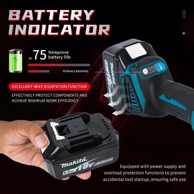 Makita 18V DGA404 Brushless Lithium Electric Angle Grinder Rechargeable Cutting Machine High Power Polishing Machine