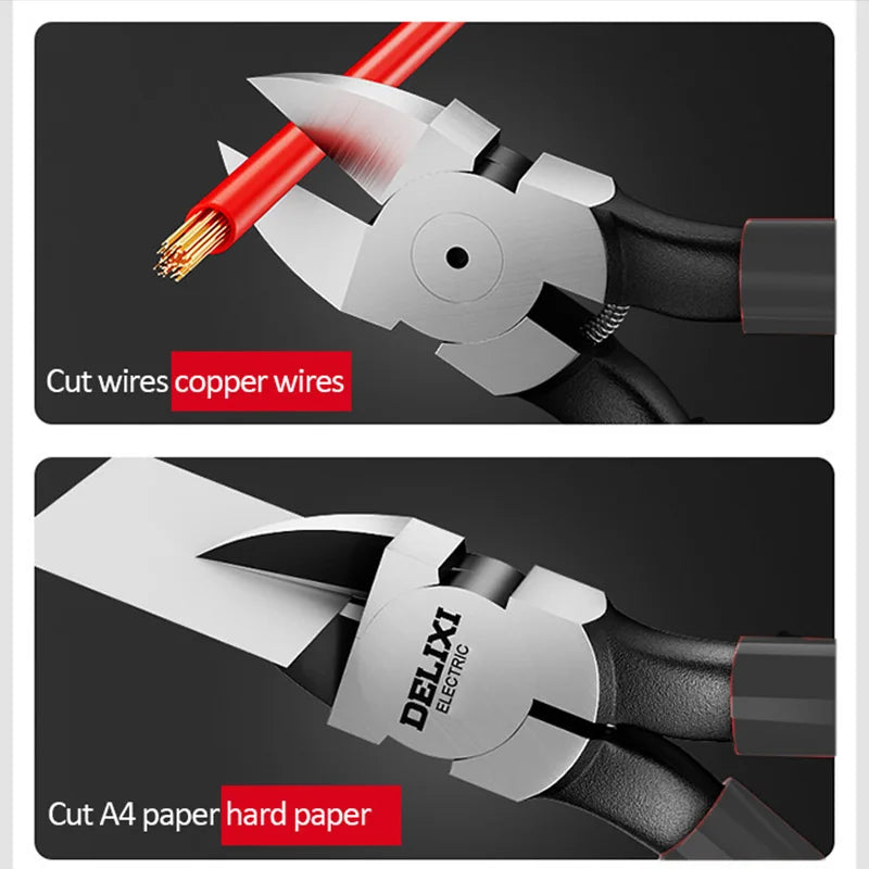 DELIXI ELECTRIC Nozzle Pliers Electronic Pliers Industrial Scissors Diagonal Pliers,for CuttingMetalWireCablePlasticsWood